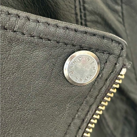 NWOT Marc New York Black Leather Moto Jacket M - Picture 8 of 13